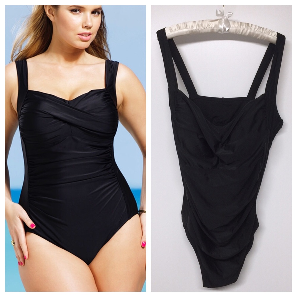 Merona 26W Black Twist Bust One piece Swimsuit